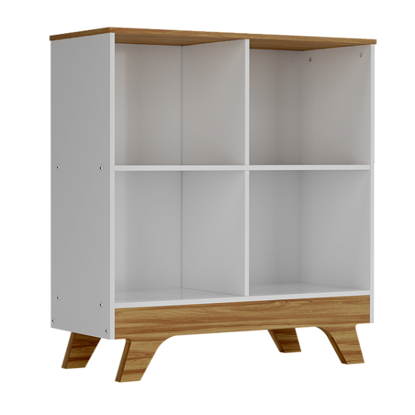 Nicho Organizador Estante Retrô Com 4 Compartimentos 2869 Branco/Amêndoa