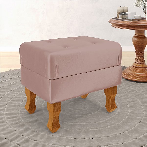 Puff Retro Baú Luiz Xv Capitonê Rose