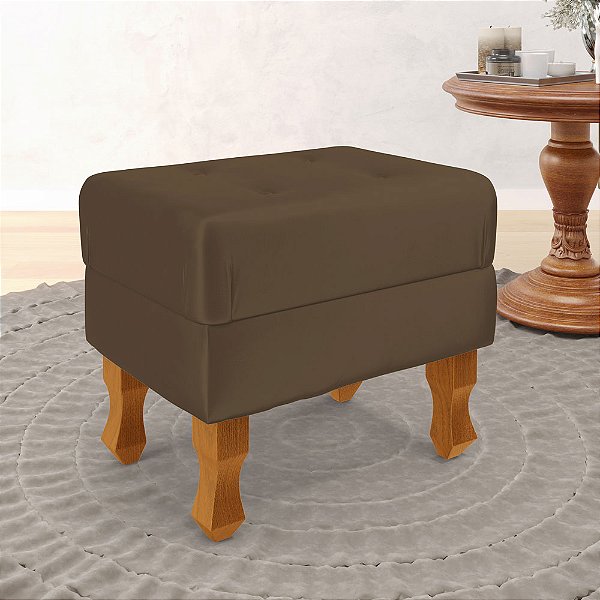 Puff Retro Baú Luiz Xv Capitonê Capuccino