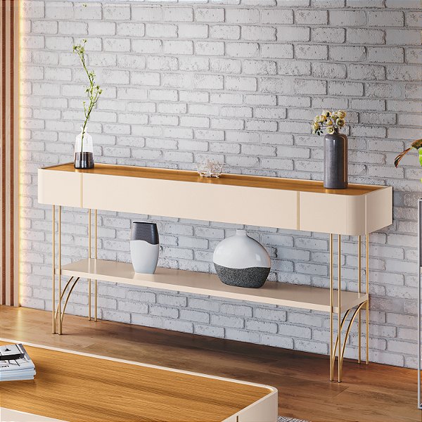 Aparador Vivant Cinamomo Off White Buffet Sala Cantinho Do Café Pés Em Aço