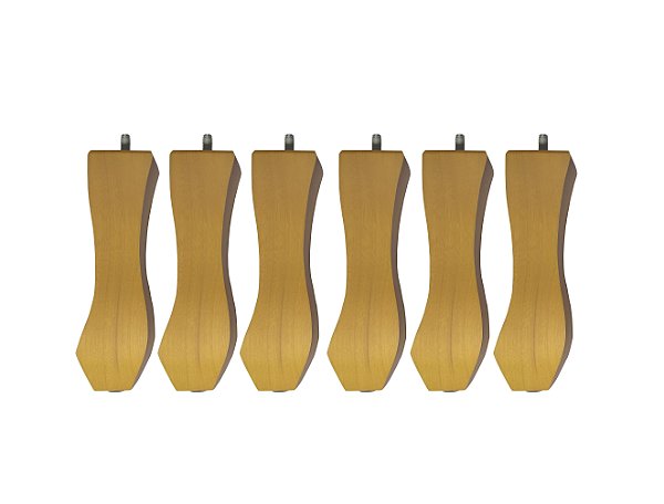 Kit Com 6 Pés Retrô Castanhos Em Madeira Pinos