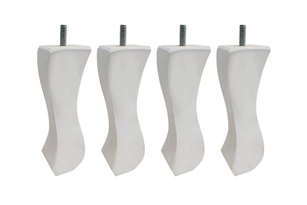 Kit Com 4 Pés Retrô Branco Em Madeira Pinos