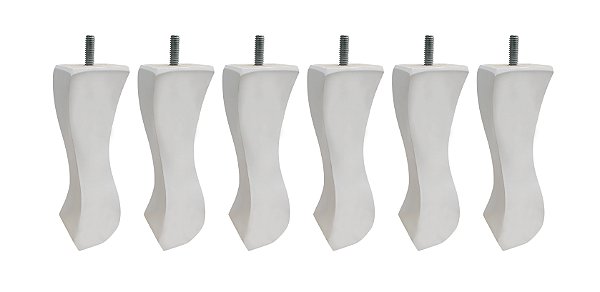 Kit Com 6 Pés Retrô Branco Em Madeira Pinos