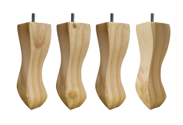 Kit Com 4 Pés Retrô Natural Em Madeira Pinos