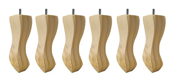 Kit Com 6 Pés Retrô Natural Em Madeira Pinos