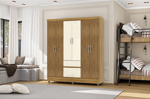 Guarda Roupa Ideal Plus 6 Portas COR:NAT/BRISA/CHAMP