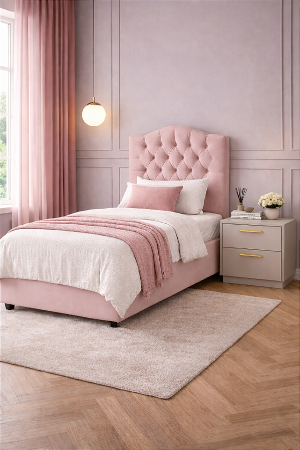 Cabeceira Para Cama De Solteiro  90cm COR:ROSE