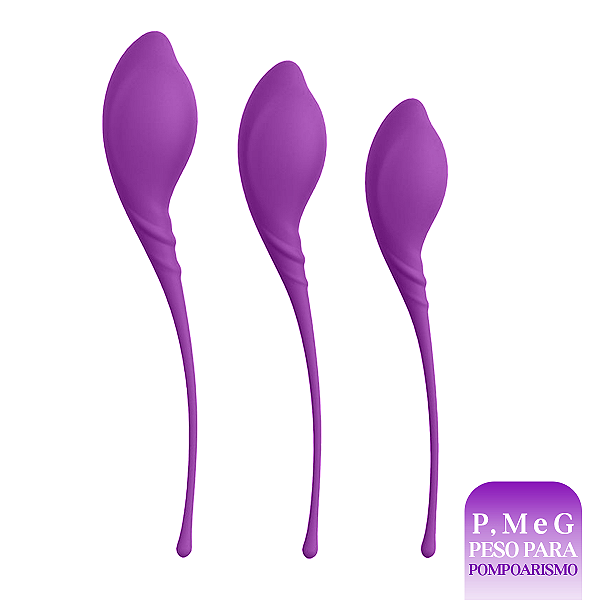 (S038) Kit Lamboll com 3 Pesos para Pompoarismo - Roxo