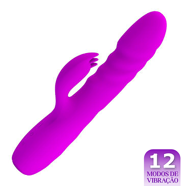 (BI-014863) Vibrador Melanie Vai e Vem com Rotação e Estimulador - Pretty Love