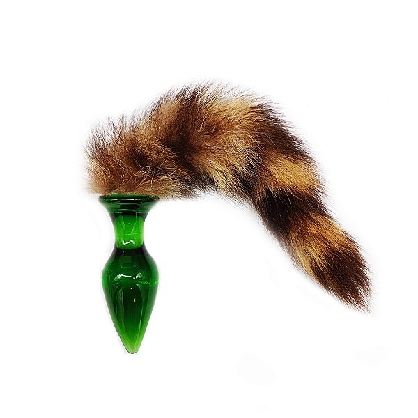 (WB01) Plug Anal de Vidro Verde com Rabo Fox