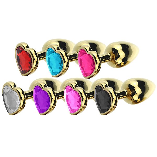 (RY018B) Plug Anal de Metal Gold com Formato de Coração - Tamanho G