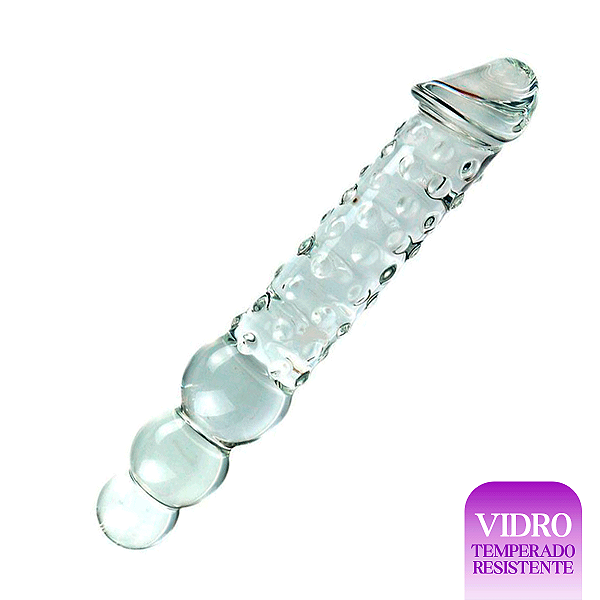 (0893E) Dildo de Vidro com Ondulações - Transparente