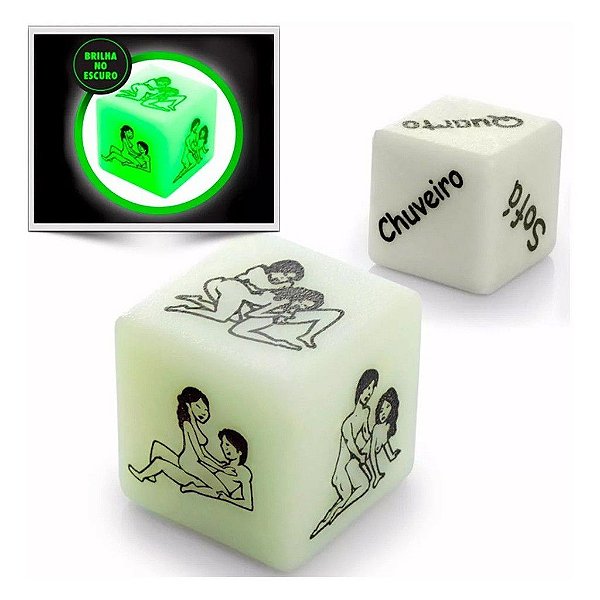 (ER-03-GLOW) Dados com Chaveiro e Brilham no Escuro - Jogo Do Prazer - Dados Sensuais