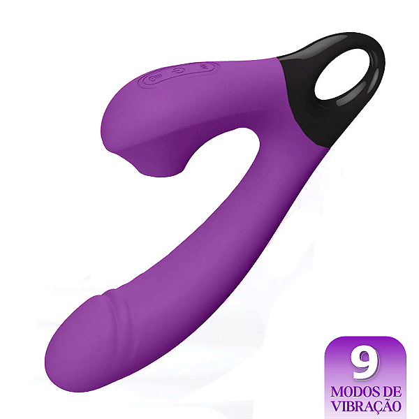 (DB-002) Vibrador Penetrável com Sugador e Alça - Roxo