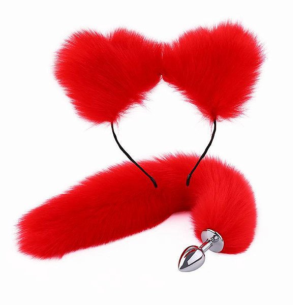 (LB3029) Kit Fantasia Erótica com 2 Peças - Vermelho