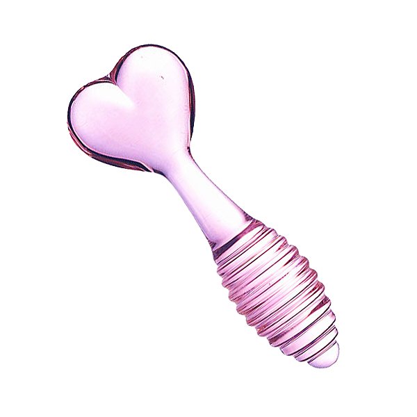 (L65) Plug Anal de Vidro com Formato de Coração - Rosa