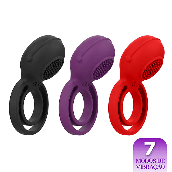 (D802A) Anel Peniano Duplo Vibratório para Casal com Cerdas - 3 Cores