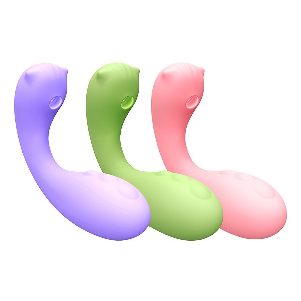(MZB-WTO37) Vibrador Penetrável Bichinho com Sugador de Clitóris - 3 Cores