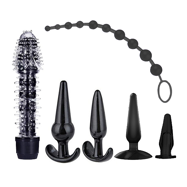 (LB4000) Kit Plug Anal com 5 Unidades e Vibrador Personal Texturizado À Pilha