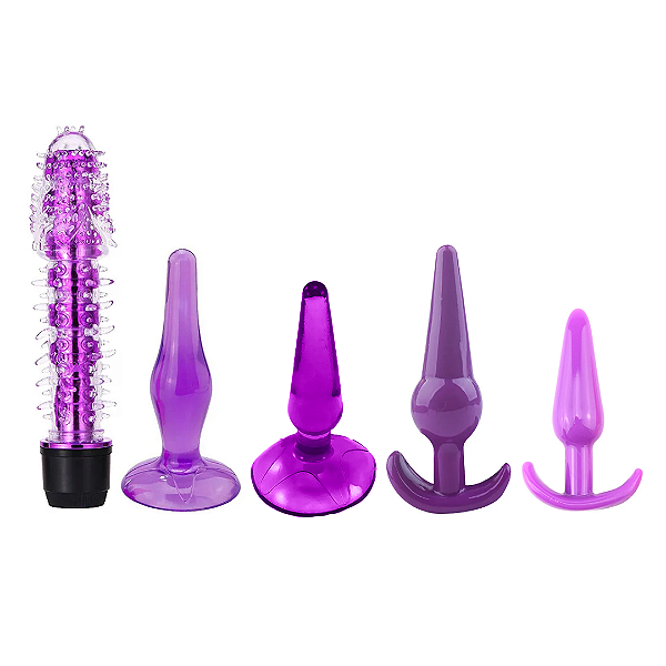 (LB5000) Kit Plug com 4 Unidades e Vibrador Personal Texturizado À Pilha