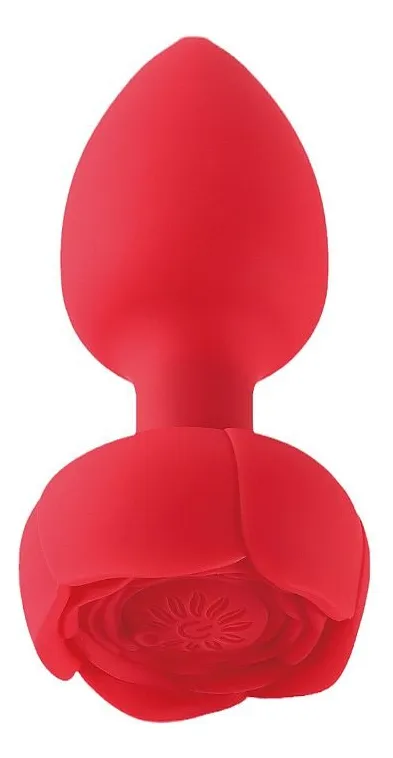 (LB17) Plug Anal Vibratório com Formato de Rosa e App- Vermelho
