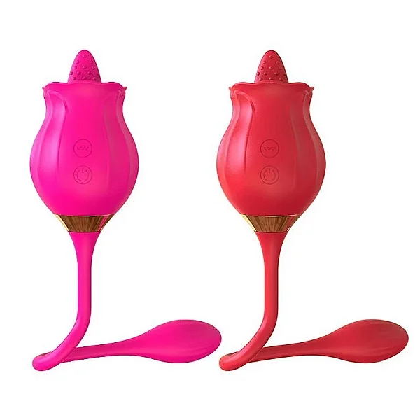 (NBQ-A818) Vibrador Rosa com Língua Texturizada e Bullet Estimulador