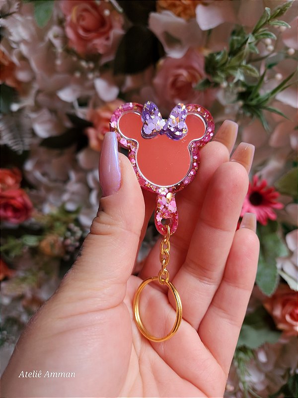 Chaveiro Mini Espelho Mickey/Minnie
