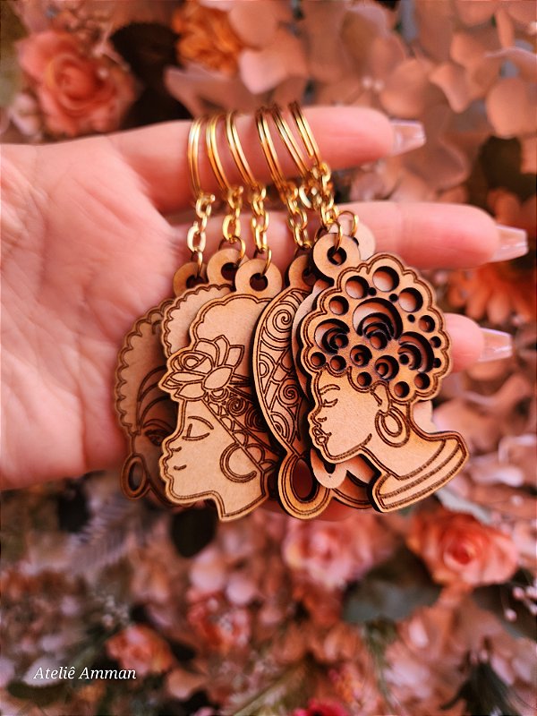30uni Chaveiro em MDF Modelos Afro