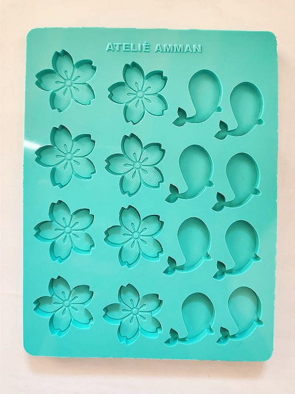 Molde de Silicone Baleia e Flor de Cerejeira