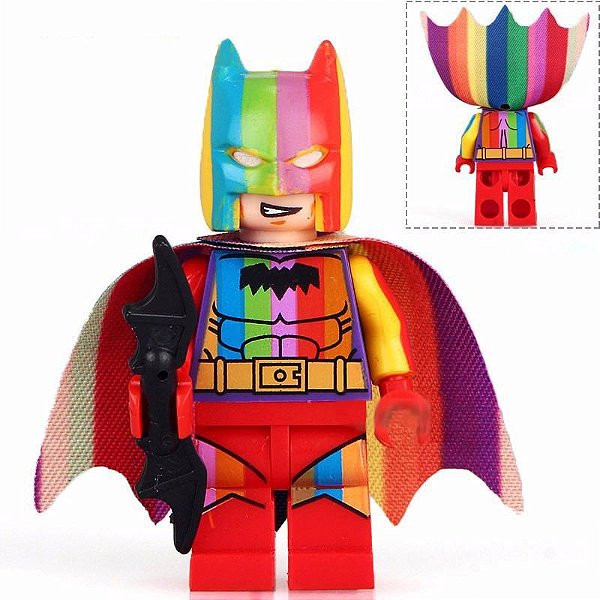 Boneco Batman Arco-íris Compatível Lego Montar Dc Comics