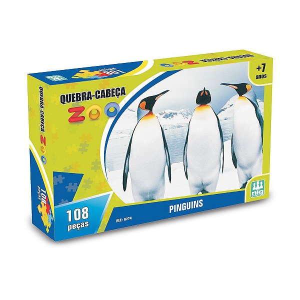 Quebra Cabeça Infantil 108 Peças Coleção Zoo Pinguins Nig
