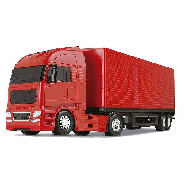 Caminhão Carreta Baú Diamond Truck Brinquedos Roma Vermelho