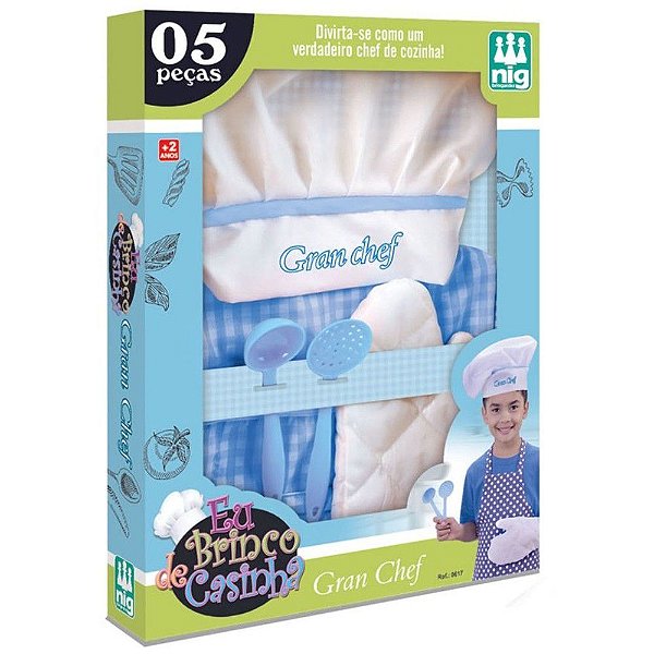 Kit Cozinheiro Infantil Gran Chef Azul Nig Brinquedos 0617
