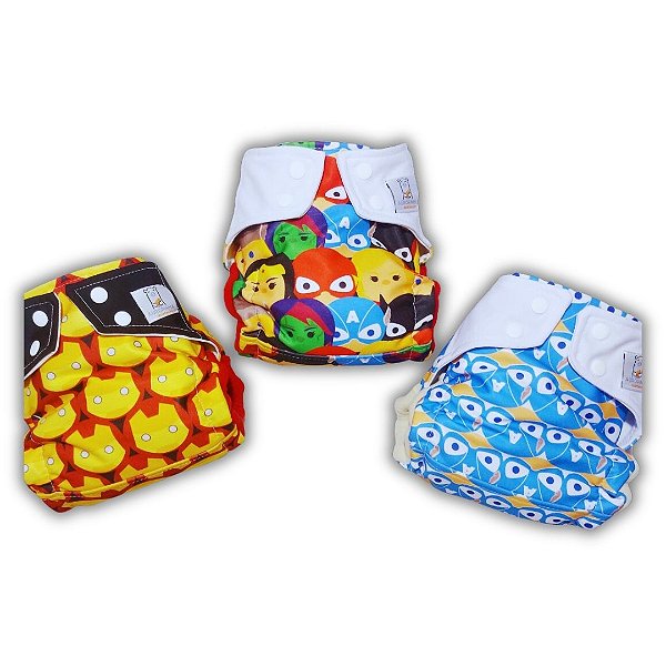 Coleção Fralda Ecológica AURORINHA Lycra HERÓIS E HEROÍNAS Tamanho Único 4kg/18kg