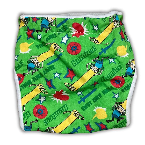 Fralda de Pano Ecológica AURORINHA SUSTENTÁVEL Pocket Tricoline HORA DA AVENTURA JAKE E FINN Tamanho Único 4kg/18kg