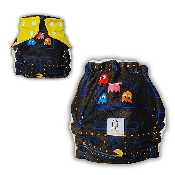 Fralda de Pano Ecológica AURORINHA SUSTENTÁVEL Pocket Lycra PACMAN Tamanho Único 4kg/18kg