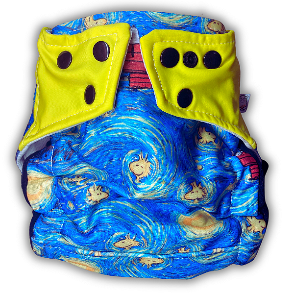 Fralda de Pano Ecológica AURORINHA SUSTENTÁVEL Pocket LYCRA SNOOPY VAN GOGH Tamanho Único 4kg/18kg
