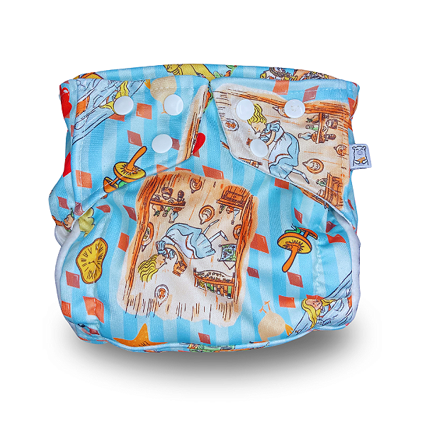 Fralda de Pano Ecológica AURORINHA SUSTENTÁVEL Pocket Lycra ESTAMPA ALICE Tamanho Único 4kg/18kg