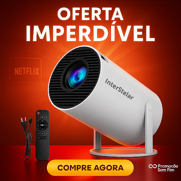 Projetor Hy300 Mini Branco – Netflix & Wi‑Fi com Super Oferta