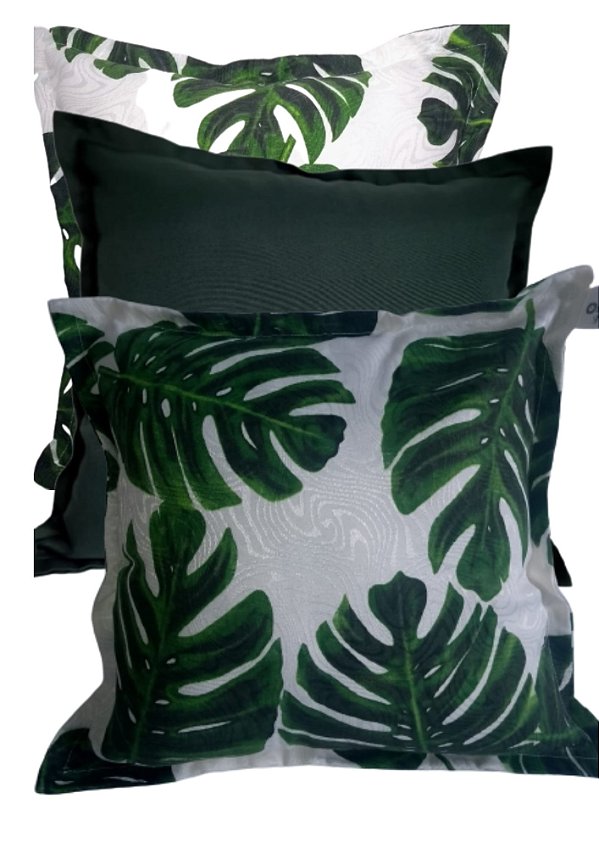 Kit Trio de Almofadas Decorativas Floral Natureza Costela de Adão