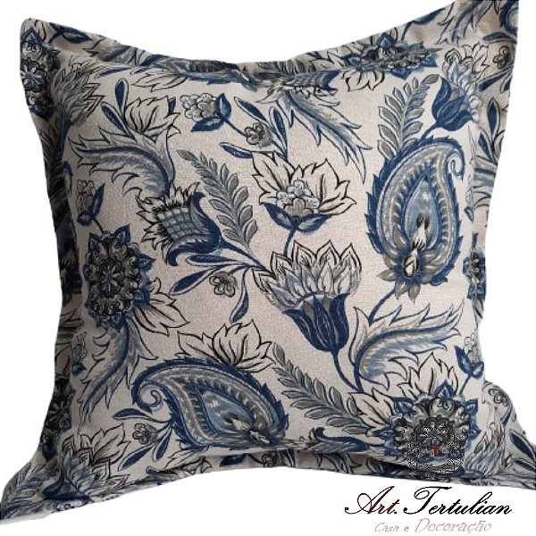 Capa Para Almofada  Gorgurinho  Floral Azul 2303