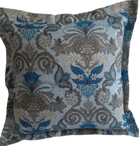 Capa Para Almofada Jacquard Floral Azul  2321A