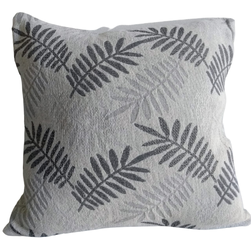 Capa Decorativa Jacquard  43x43 Tecido Folhagem  Cinza Folha 5112