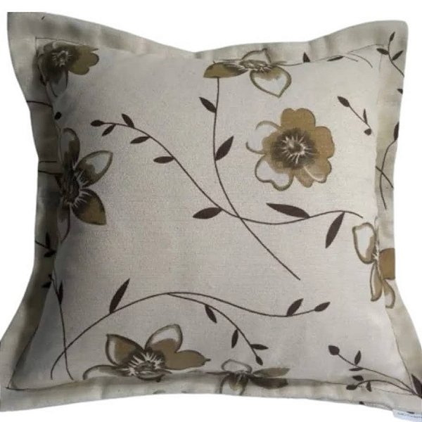 Capa Decorativa p/ Almofada Gorgurinho 43x43 Floral Bege