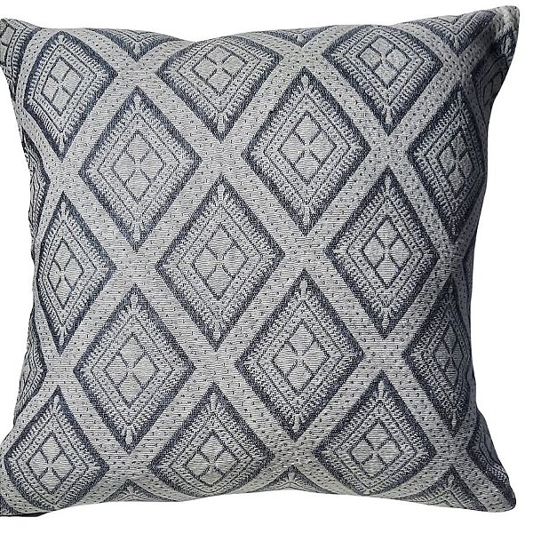 Capa Decorativa p/ Almofada Jacquard  43x43 Geométrico Azul / Branco