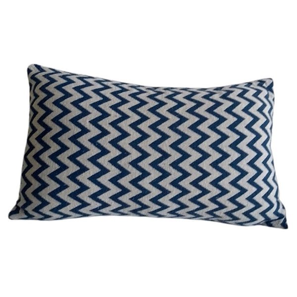 Capa Decorativa p/ Almofada Jacquard 30x50cm Chevron Azul Marinho