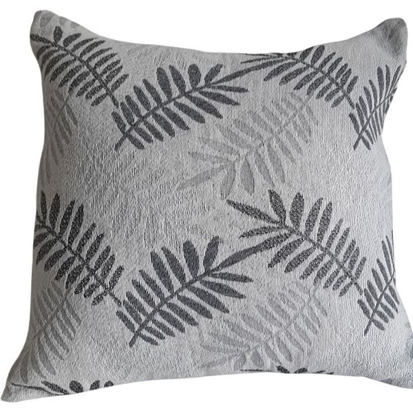 Capa Decorativa p/ Almofada Jacquard 43x43 Geométrico Cinza Folha