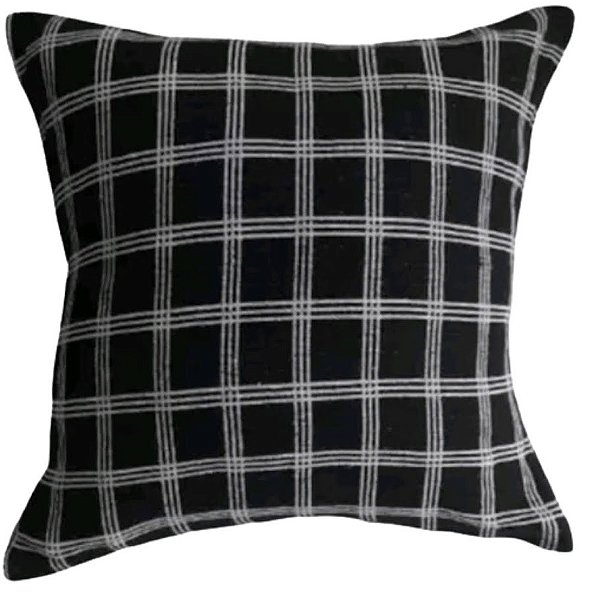 Capa Decorativa p/ Almofada Jacquard 43x43 Quadriculado Preto