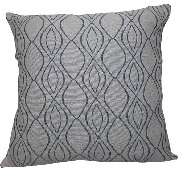 Capa Decorativa p/ Almofada Jacquard 60x60cm Geométrico Branco e Azul Claro