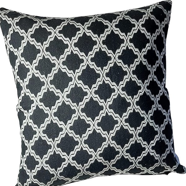Capa Decorativa p/ Almofada Jacquard 60x60cm Preto e Branco